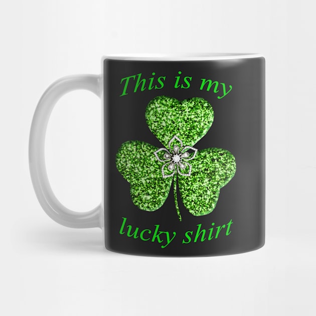 Funny Green Glitter Shamrock With A Flower by Atteestude